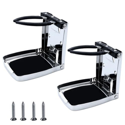 YANYUCB 304 Stainless Steel Adjustable Folding Cup Holders,Boat Drink Cup Holder,Folding Wall Car Desk Cup Holder for Trucks,RVs,Vans,Boats,Campers,Caravans(2 Pack) - style: Silver 2Pack