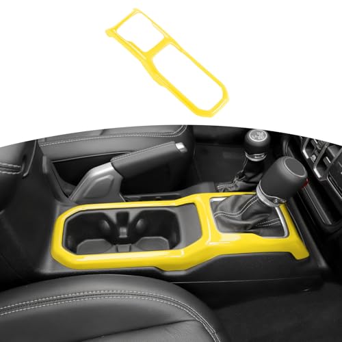 RT-TCZ for Jeep JL Gear Shift Cup Holder Panel Trim Cover for Jeep Wrangler JL JLU 2018 up for Gladiator JT 2020 up Yellow Interior Accessories - color: Yellow