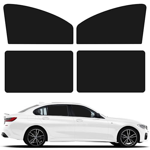 SLIMI 4 PCS Car Side Window Sun Shades,100% Block Light, Sun Protection and Heat Insulation Privacy Protection Window Shade, Universal Car Interior Sunshade Accessories, for Most Cars (Black)