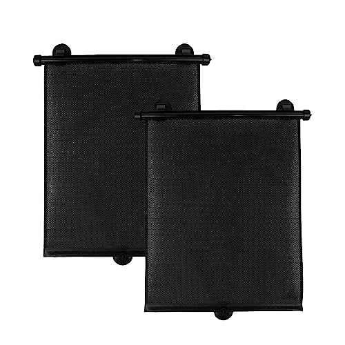 Vrasly 2 Pack Roller Car Side Window Sun Shade, Retractable Car Window Shade for UV and Sun Glare Protection (15"x17") - color: standard