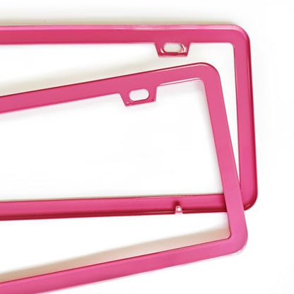 Pink License Plate Frame 2 Packs Aluminum Metal License Plate Holder for Car Universal Fit for Women - color: Pink