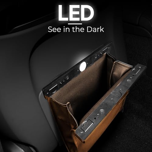 COZILO Leather Car Trash Can with Smart LED Light & Magnetic Closure,Leak-Proof, Odor-Lock Car Trash Bin for Any Cars, Sedans, SUVs, Trucks, Brown - color: Brown