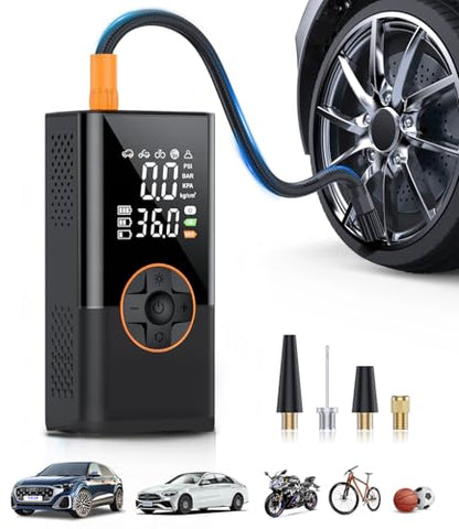 Tire Inflator Portable Air Compressor, 3X Faster Air Compressor with Digital Pressure Gauge, 150 PSI Portable Air Pump for Cars, Motorcycles, Bicycles, Balls and More(Black)