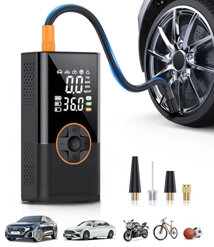 Tire Inflator Portable Air Compressor, 3X Faster Air Compressor with Digital Pressure Gauge, 150 PSI Portable Air Pump for Cars, Motorcycles, Bicycles, Balls and More(Black)