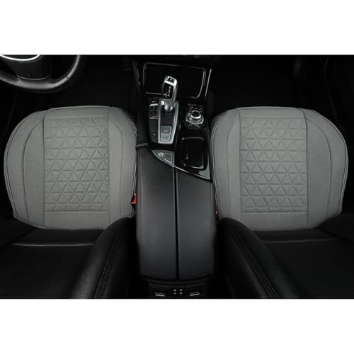 West Llama Linen Front Car Seat Cover Protector Anti-Slip Bottom Seat Cover Fits 95% of Vehicles,Wrapping Around The Bottom,Triangular Pattern(Gray-2Pcs) - color: Triangular Pattern-Gray, size: 2pc