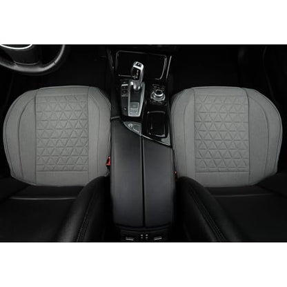 West Llama Linen Front Car Seat Cover Protector Anti-Slip Bottom Seat Cover Fits 95% of Vehicles,Wrapping Around The Bottom,Triangular Pattern(Gray-2Pcs) - color: Triangular Pattern-Gray, size: 2pc