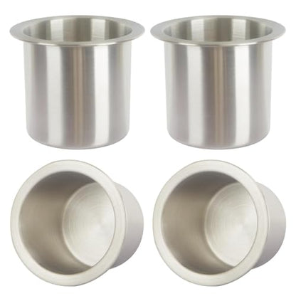 4Pcs Drop-in Cup Holder,304 Stainless Steel Automotive Cup Holders,Silver Poker Table Drink Holder Dining Table Cinema Sofa Yacht Boats Cars Touring RV Car Drop-in Drink Cup Holder - size: Silver,4pcs