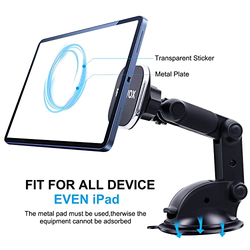 Magnetic Phone Car Mount, Universal Dashboard Windshield Car Phone Mount Holder with Upgraded 3.2" Suction Cup,8 Strong Magnets Compatible with iPhone 11 Pro X XS Max XR Galaxy Note10 S10 (B)
