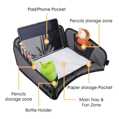 Kids Travel Tray for Car, Car Seat Tray, Grey