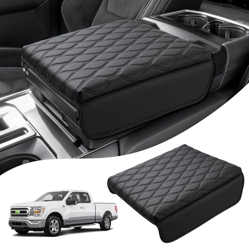 Autorder Center Console Cover for 2021-2025 2026 Ford F150/2022-2025 2026 F150 Lightning Accessories Armrest Cushion Cover Nappa Leather Middle Console Covers (Only fit for Work Surface Console) - size: 21-26 Ford F150 Work Surface