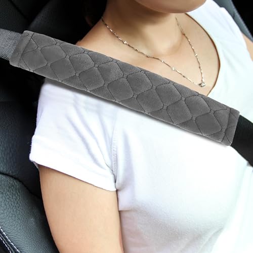 Amooca Soft Automotive Seat Belt Cover Seatbelt Shoulder Pad Neck Protector Cushions Universal Fit SUV Trucks Backpack 2 PCS Dark Grey 10.2in - color: Dark Grey, size: 10.2in-2pc
