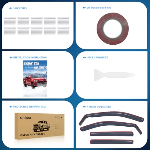 Nilight in-Channel Rain Guards for Toyota RAV4 2019 2020 2021 2022 2023 2024 2025, Light Smoky Blue Side Window Visor Deflectors Vent Shades, Rain Protection & Wind Noise Reduction, 4PCS - color: Toyota RAV4 2019-2025