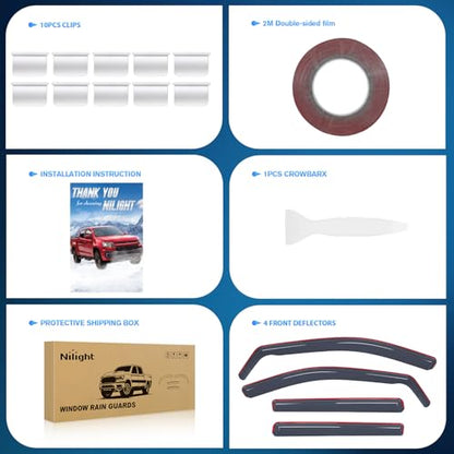 Nilight in-Channel Rain Guards for Toyota RAV4 2019 2020 2021 2022 2023 2024 2025, Light Smoky Blue Side Window Visor Deflectors Vent Shades, Rain Protection & Wind Noise Reduction, 4PCS - color: Toyota RAV4 2019-2025