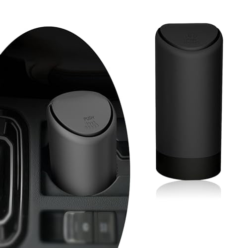 1 Pack Car Trash Can Replacement, Automatic Rebound Design, 2.5In x 6.2In Cylindrical Soft Silicone Automotive Storage Accessories, Universal Waterproof Vehicle Trash Bucket (Black)