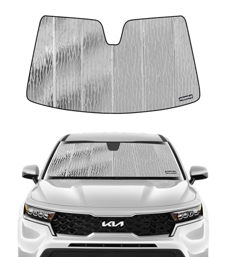 Pigenius Windshield Sun Shade for Kia Sorento 2021-2026 (Hybrid/PHEV), Reversible Silver/Black - size: for Kia Sorento 2021-2025