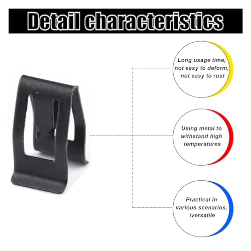20PCS Car Metal Retainer Clips, Front Console Dashboard Metal Retainer, Car Console Trim Retainer Clip, Automotive Universal Dashboard Retainer Replacement Interior Accessories (Black) - color: 20PCS