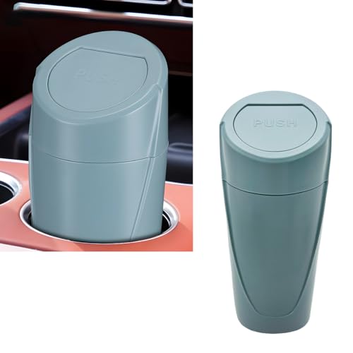 Car Trash Can with Lid, Portable Leakproof Auto Cup Holder Door Garbage Container, Multipurpose Waterproof Mini Cup Holder Trash Can Interior Organizer for Car Home Office (Dark Green) - color: Black Green