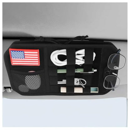 2026 New Car Visor Organizer with American Flag,High-Capacity Car Sun Visor Organizer for Storing Sunglasses/Pens/Driver'S Licence,Multifunctional Sunvisor Organizers with Zipper