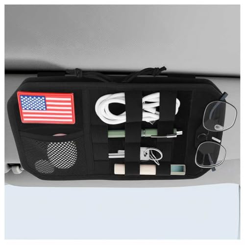 2026 New Car Visor Organizer with American Flag,High-Capacity Car Sun Visor Organizer for Storing Sunglasses/Pens/Driver'S Licence,Multifunctional Sunvisor Organizers with Zipper