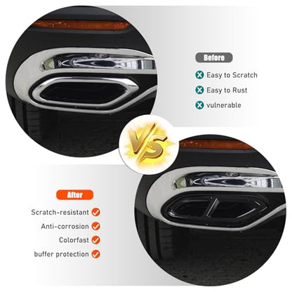 2PCS Car Exhaust Pipe Cover Compatible with Mercedes-Benz GLC Class 2023 Exhaust Tail Pipe Cover Trim Rear Bumper Exhaust Pipe Cover ABS Exterior Accessories (Glossy Black) - style: Glossy Black