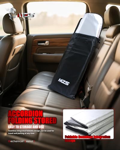 MZS Windshield Sun Shade Compatible with Mustang 2015-2023, Foldable Car Sun Shade Shield with Storage Pouch, Front Window Visor Sunshade Accessories for Interior Protector - size: Mustang 2015-2023
