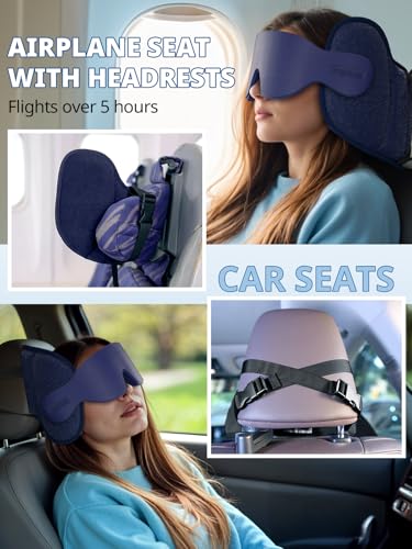 Inspireyes Travel Pillows for Airplanes, Airplane Pillow with Sleep Eye Mask, Comfortable Travel Essentials for Long Flight, Car Trip, 360° Headrest, Royal Blue - color: U-royal Blue