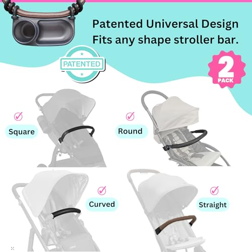 Swanoo Universal Stroller Snack Tray | Pack of 2 | Compatible with Nuna | Stroller Cup Holder | Bumper Bar | Stroller Tray Attachment with Cups Holder for Baby Toddler | Stroller Accessories - color: 2-Pack Snack Tray