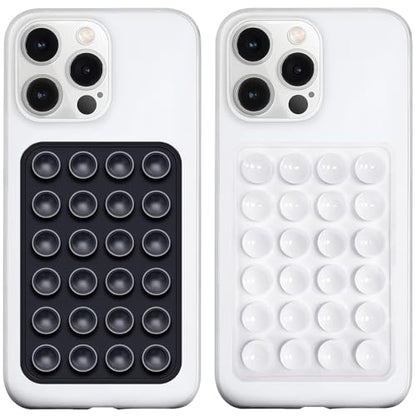LvShuLiangPin 2 Pack Silicone Suction Phone Case Mount, Silicon Adhesive Phone Grip for Smartphones, Hands-Free Mirror Shower Phone Holder for Selfies, Tiktok Videos (Black&White) - color: Black&White