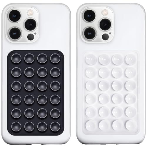 LvShuLiangPin 2 Pack Silicone Suction Phone Case Mount, Silicon Adhesive Phone Grip for Smartphones, Hands-Free Mirror Shower Phone Holder for Selfies, Tiktok Videos (Black&White) - color: Black&White