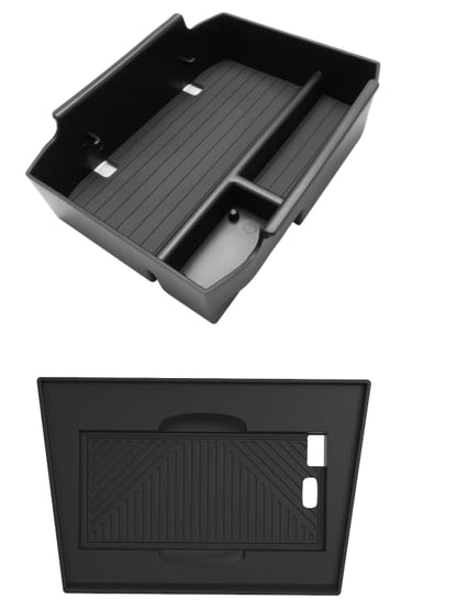 BIBIBO 2Packs for 2026 Subaru Outback Center Console Organizer 2026 Subaru Outback(Premium,Limited,Touring,Wilderness,Limited XT,Touring XT) Console Insert Tray +Silicone Wireless Charging Mat - color: Black-2Pack