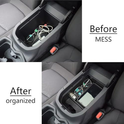 EDBETOS Center Console Organizer Tray Compatible with Toyota RAV4 2019 2020 2021 2022 2023 2024 2025 and 2021-2025 RAV4 Prime Accessories Armrest Secondary Storage Box (Black Trim)