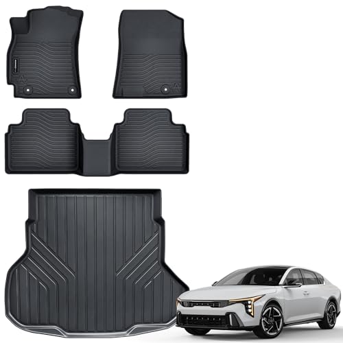 Auxko All Weather Floor Mats Cargo Mat Fit for 2025 2026 Kia K4 Sedan TPE Liners Accessories for Kia K4 Sedan 2025 2026 All Season Guard Odorless Anti-Slip Floor Mats Cargo Liner - size: k4 sedan|2025-2026|floor+cargo mats