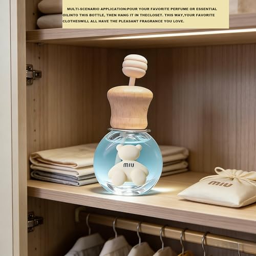 2 Pack Car Air Freshener Diffuser Bottle Refillable Empty Glass Perfume Bottle with Vent Clip, Drift Car Air Freshener Clip Essential Oil Diffuser for Car Oil Diffusers Interior Decor-A3 - size: Bear-A3 - 2PCS