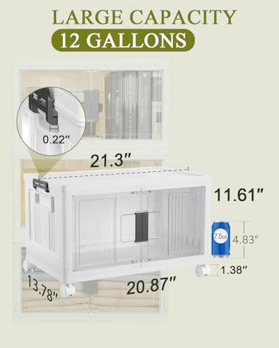 OlarHike 144QT Lockable Storage Bins with Lids - Folding Storage Cabinet with Doors and Wheels, Collapsible Plastic Box for Closets, Office, Stackable Organizer and Containers, Gifts, 3 Pack Cubes - size: 48QT-White, style: 3Pack