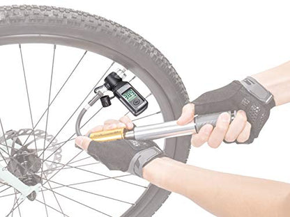 Topeak Shuttle Gauge Digital Tire Pressure Gauge – 300 PSI / 20.7 Bar High-Precision Gauge for Presta, Schrader & Dunlop Valves – Rotating Head, Air Release Button & Auto-Off Display