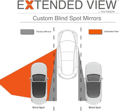 Blind Spot Mirrors- Compatible with Tesla Model 3 Extended View (Model X) - 2 Piece Set (Left & Right) - size: Model X