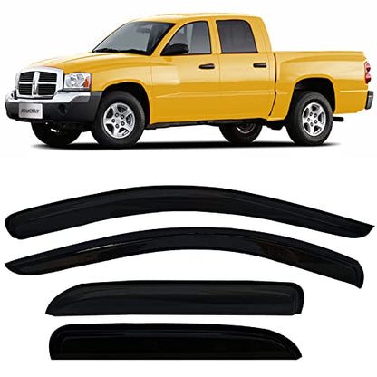 Side Window Visors rain Guards Vent Deflectors for 02-08 Dodge Ram 1500, 2003-2009 Ram 2500 & 3500 with Quad Cab Shade 94623 - size: Compatible with Dodge Ram 1500 2002-2008