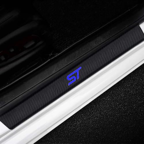 LEXLEY For Ford 2020-2026 EXPLORER Carbon Fiber Style Leather Door Sill Protector Anti-Dirty Scuff Plate Cover Guard Sills Protector Trim,Welcome Pedal Protect 4PCS-BLUE - color: BLUE
