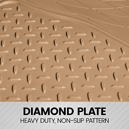 BDK Heavy Duty Rubber Cargo Mat Liner - All-Weather Trunk Protection, Trim-to-Fit Design for Cars, SUVs, Vans & Trucks - Non-Slip, Waterproof, Durable Cargo Floor Liner - 46" x 56.75" x 0.25" - Beige - color: Beige