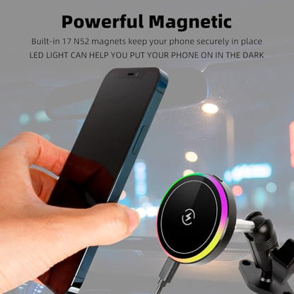 15W Magnetic Wireless Charging Phone Mount with Aluminum Double Socket Arm & 17mm/0.67" Ball -Replacement Base for Car Air Vent, Dashboard, Windshield Holder, Compatible with MagSafe iPhone - style: Wireless Charging with Metal Arm