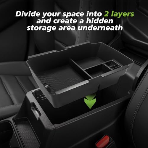 Muslogy Center Console Organizer with Coin Holder Compatible with Honda CRV & CRV Hybrid 2023 2024 2025 2026 LX EX Sport EX-L Sport Touring Hybrid Accessories (Black) - style: V2 Console Organizer W/ Coin Holder