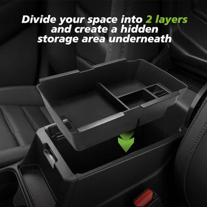 Muslogy Center Console Organizer with Coin Holder Compatible with Honda CRV & CRV Hybrid 2023 2024 2025 2026 LX EX Sport EX-L Sport Touring Hybrid Accessories (Black) - style: V2 Console Organizer W/ Coin Holder