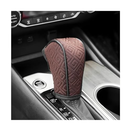 Car Gear Shift Knob Cover, Anti-Slip & Breathable Soft Automatic Stick Shifting Handle Protector, Dust & Waterproof Vehicle Shift Knob Decoration, Universal Automotive Accessories (Brown) - color: Brown