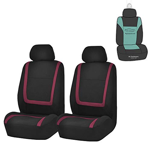 FH Group Front Seats Only Car Seat Covers Low Back - Unique Cloth Interior Accessories Car Seat Covers Burgundy Seat Cover Front Set - Universal Fit Cars Trucks SUV Car Seat Protector Accessories - color: Burgundy, size: Front Set