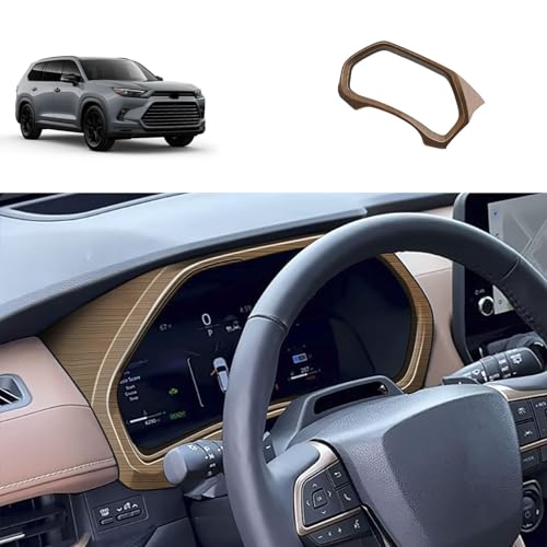 Car Dashboard Cover Compatible With Toyota New Grand Highlander 2024 2025 2026 Dash Board Instrument Panel Frame Dial Dashboard Trim Interior Car Accessories ABS 1PC (Peach Wood Style) - color: Peach Wood Style