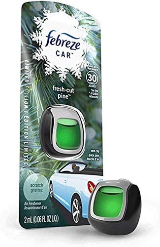 Febreze Car Vent Clip Air Freshener - Limited Edition Holiday Collection - Fresh-Cut Pine - 1 Count Vent Clip Per Package - Pack of 3 Packages Green - size: 0.06 Fl Oz (Pack of 3)