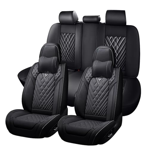 Car Seat Covers for Kia Sportage 2002-2026, Waterproof Nappa Leather Full Set Seat Cover with Headrests, Anti-Slip and Comfortable Automotive Seat Protector&Accessories(Black) - color: Black, size: Full Set with Headrests