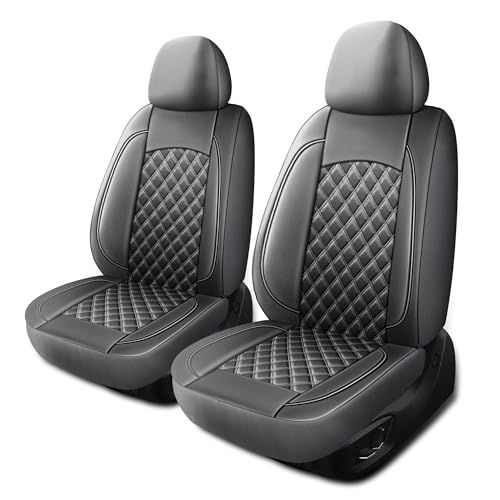 HChengkikz Leather Car Seat Covers, Breathable and Waterproof Napa Leather Automotive Seat Cover, Universal Interior for Cars,Sedans, SUVs, Vans, Trucks (2 Pieces, Front Seat, Grey) - color: N3 Grey, size: Front Seat