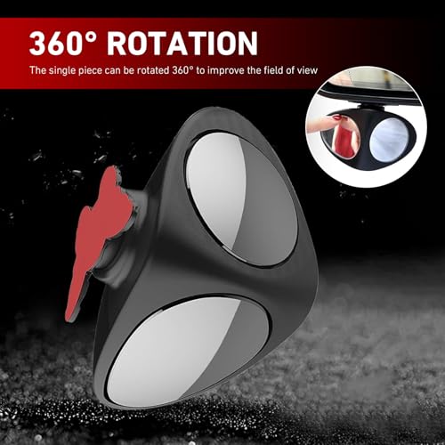 2 PCS Car Blind Spot Mirrors, Dual-sided Adjustable Wide Angle Auxiliary Mirror, HD Glass & ABS Anti-collision Shell Design, Self-adhesive Rearview Assist Accessory for Most Vehicles (Black)