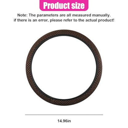 Elastic Stretch Steering Wheel Cover, Anti-Slip 15 inch Microfiber Odorless Breathable Ice Silk Car Steering Wheel Protector, Easy Carry, Warm in Winter & Cool in Summer (Coffee) - color: Coffee